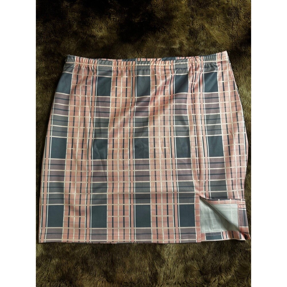 Pink Checkered Mini Skirt | XL